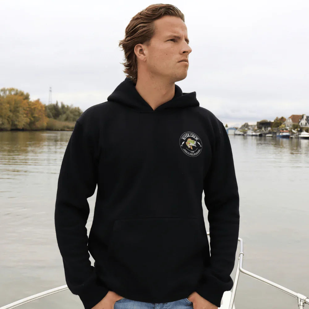 Perch Hoodie - Zwart | Vissers hoodie | River Crew
