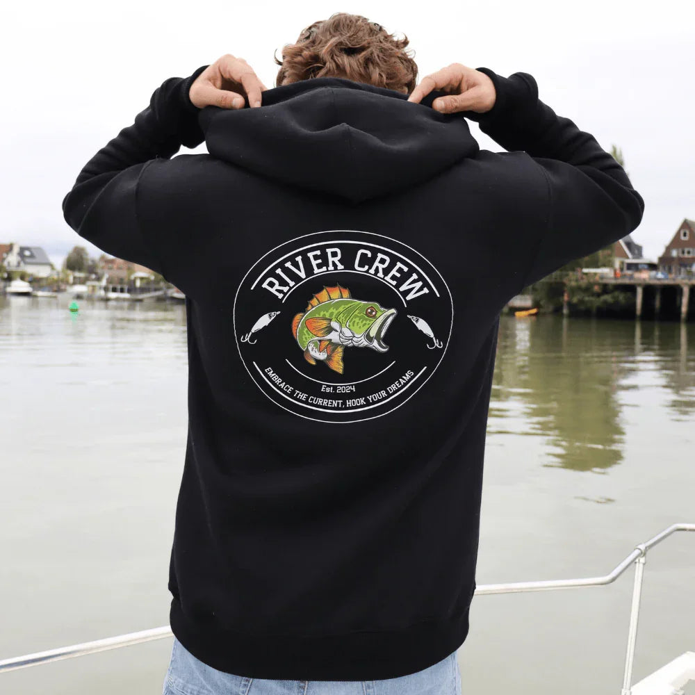 Perch Hoodie - Zwart | Vissers hoodie | River Crew