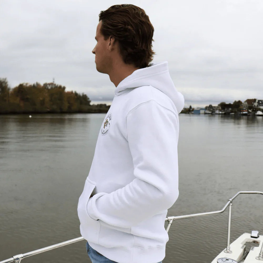 Perch Hoodie - Wit | Vissers hoodie | River Crew